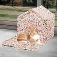 thumbnail image 1 of Casa para gatos, tienda para mascotas, cama para gatitos, perrera desmontable, cama para perros pequeños con cojín para centro de actividades de flores rosadas, 1 of 8