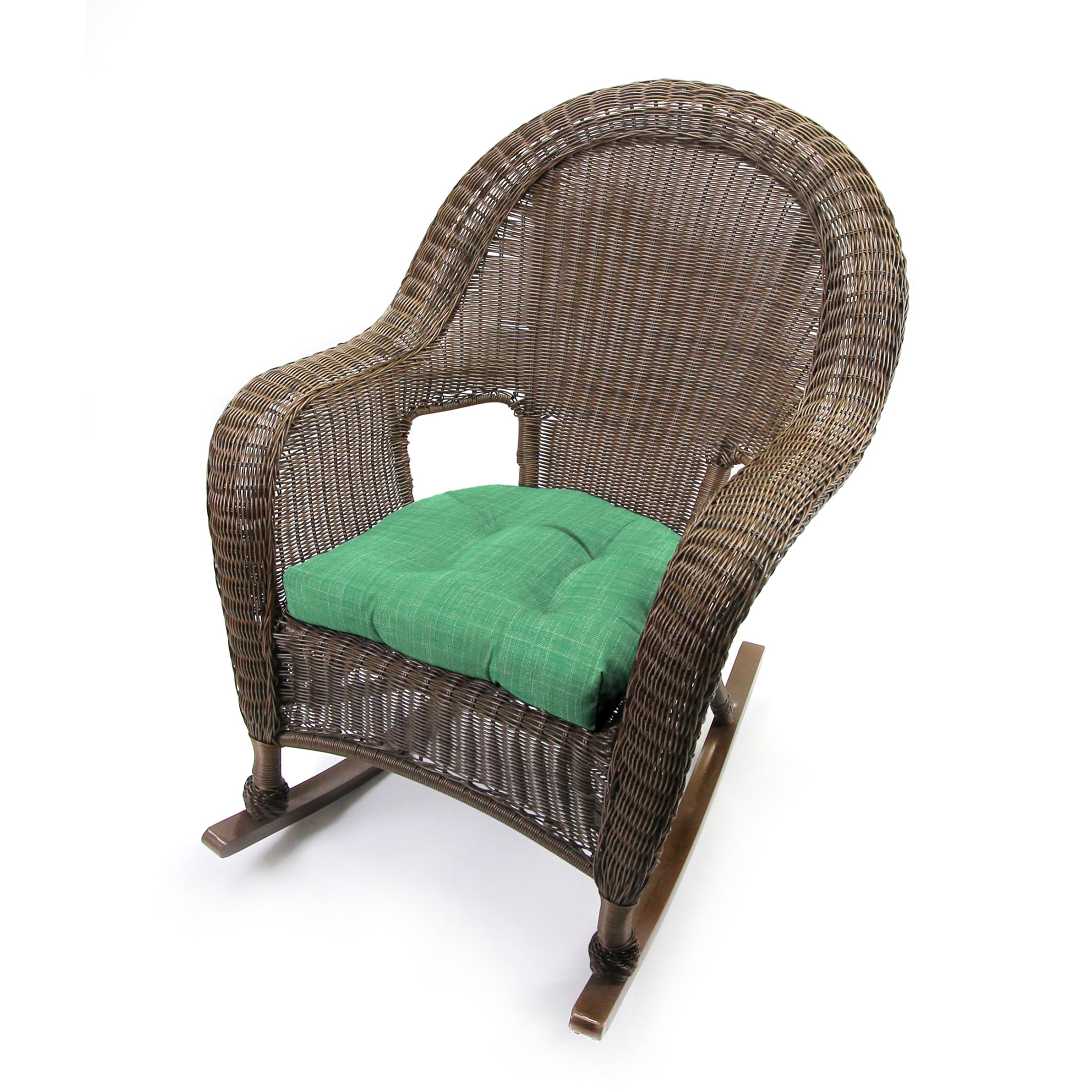 Jordan Manufacturing 18" x 18" Harlow Dill Green Crosshatch Square Tufted Contoured Outdoor Wicker Seat Cushion (2 Pack)