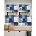 thumbnail image 2 of Navy Blue Grey Short Blackout Curtains 36 Inch Long Abstract Painting Art Modern Graffiti Geometric Rod Pocket Kitchen Curtains, 2 Panels Thermal Insulated Room Drapes for Bedroom, 42"W x 36"L, 2 of 5