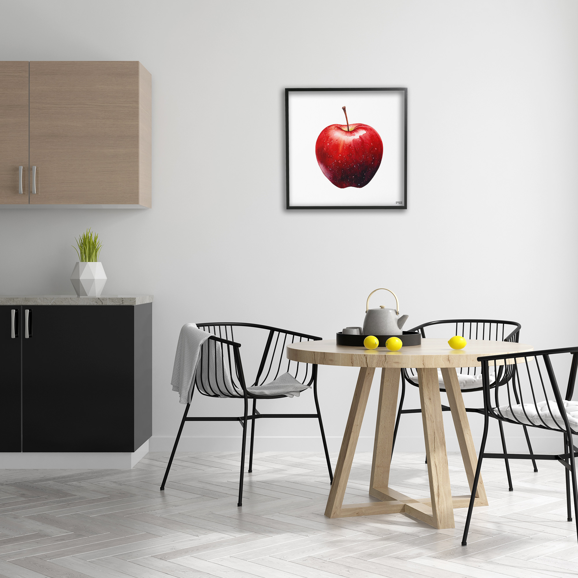 Stupell Industries Bold Red Apple Food & Beverage Painting Black Framed Art Print Wall Art, 24 x 24