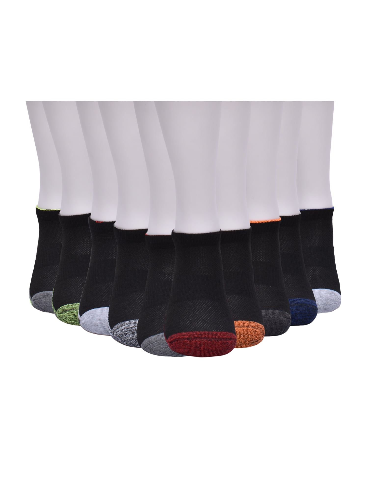 Athletic Works Boys Cushioned No Show Socks, 10-Pack, Sizes S (4.5-8.5) - L (3-9)