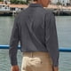 thumbnail image 5 of pstuiky Camisas de manga larga de invierno para hombre, Camisa de color liso para hombre, de botonadura sencilla, con solapa y manga larga Tops de talla grande para hombre l, 5 of 5