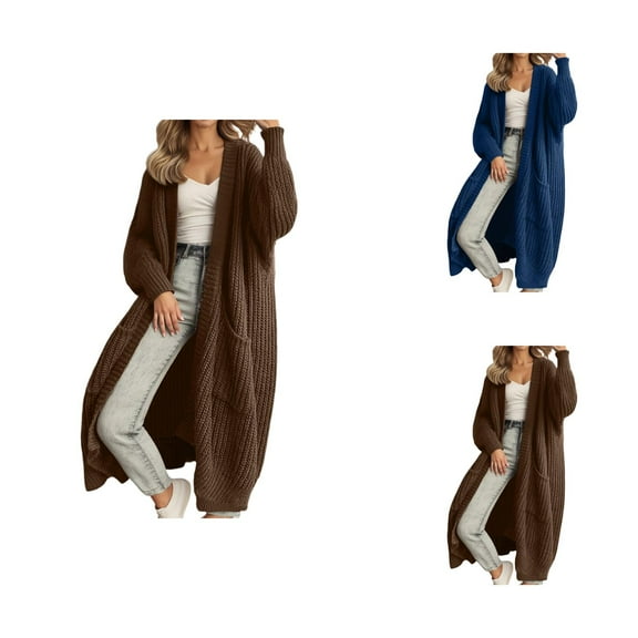 Black Long Sleeve Cardigan for Women Casual Trendy Women's Cardigans Women's Long Cardigan Sweater Oversized Knit Open Front Coat Outerwear Stretchy Lightweight Cozy Layering Piece