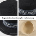 thumbnail image 3 of 56-58cm hat circumference women's straw hat retro style straw hat travel beach sunshade sunscreen hat flat top big brimmed hat, 3 of 5