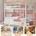 thumbnail image 4 of LAZZO Twin Over Twin Bunk Bed with 2 Storage Drawers, Convertible Wood Bunk Bed Frame with Ladder and Full-Length Guardrails, White, 4 of 9