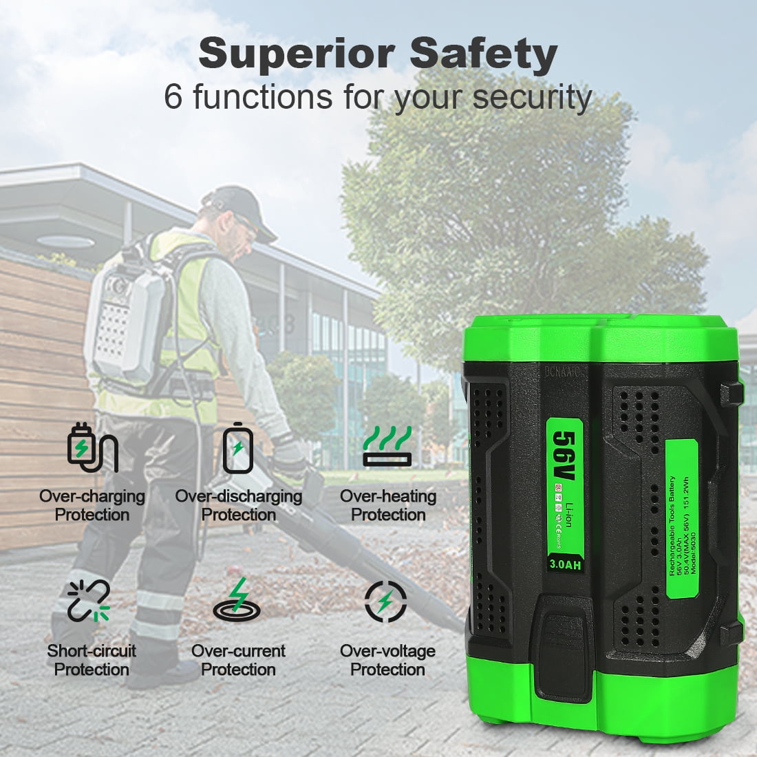 SUNBAT 56V 3000mAh Power Tool Battery for EGO BA4200 BA1400T BA4200T BA2800