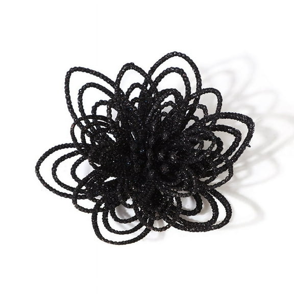 Namzi 12 Pieces 5.12in Glitter Christmas Flowers Poinsettia Artificial Flower Christmas Tree Flowers Wreath Tree Ornaments,Black