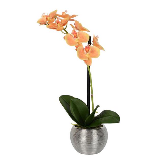Vickerman FN180401 18 Po. Phalaenopsis Violet en Pot Métallique Pétales Toucher Réel