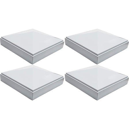 4" x 4" Aluminium Pyramid Post Cap for Metal Posts - Pressure Fit - White (4 Pack)