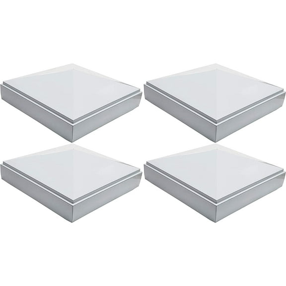 4" x 4" Aluminium Pyramid Post Cap for Metal Posts - Pressure Fit - White (4 Pack)