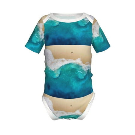 

Adobk Beach Print Baby Climbing Clothes Jumpsuit Rompers Classic Rompers Child Short sleeve Bodysuits-12 Months