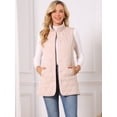 thumbnail image 3 of DARING DIVA Women's Stand Collar Sleeveless Puffy Jacket Lightweight Gilet XL Pink, 3 of 7