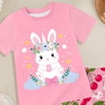 thumbnail image 4 of Gubotare Little Girl Pajamas Girls Ruffle Short Sleeve Button Front Top with Ruffle Short, 2-Piece Pajama Set Size 6-7 (Hot Pink,6-7 Years), 4 of 4