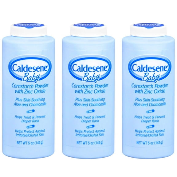 Caldesene Cornstarch Baby Powder with Zinc Oxide, Talc-Free Baby Powder, 5 Oz (3 Pack)