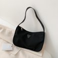 thumbnail image 1 of Bolsa de hombro de nailon para mujer, de mano sencillo con cremallera de calle para mujer (negro) Likrtyny Para Estrenar, 1 of 9