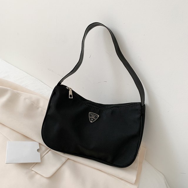Bolsa de hombro de nailon para mujer, de mano sencillo con cremallera de calle para mujer (negro) Likrtyny Para Estrenar