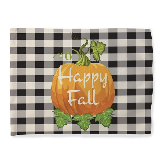 ThisWear Fall Decorations Happy Fall Checkered Flag Fall Season Decor Pumpkin Gifts Horizontal House Flag
