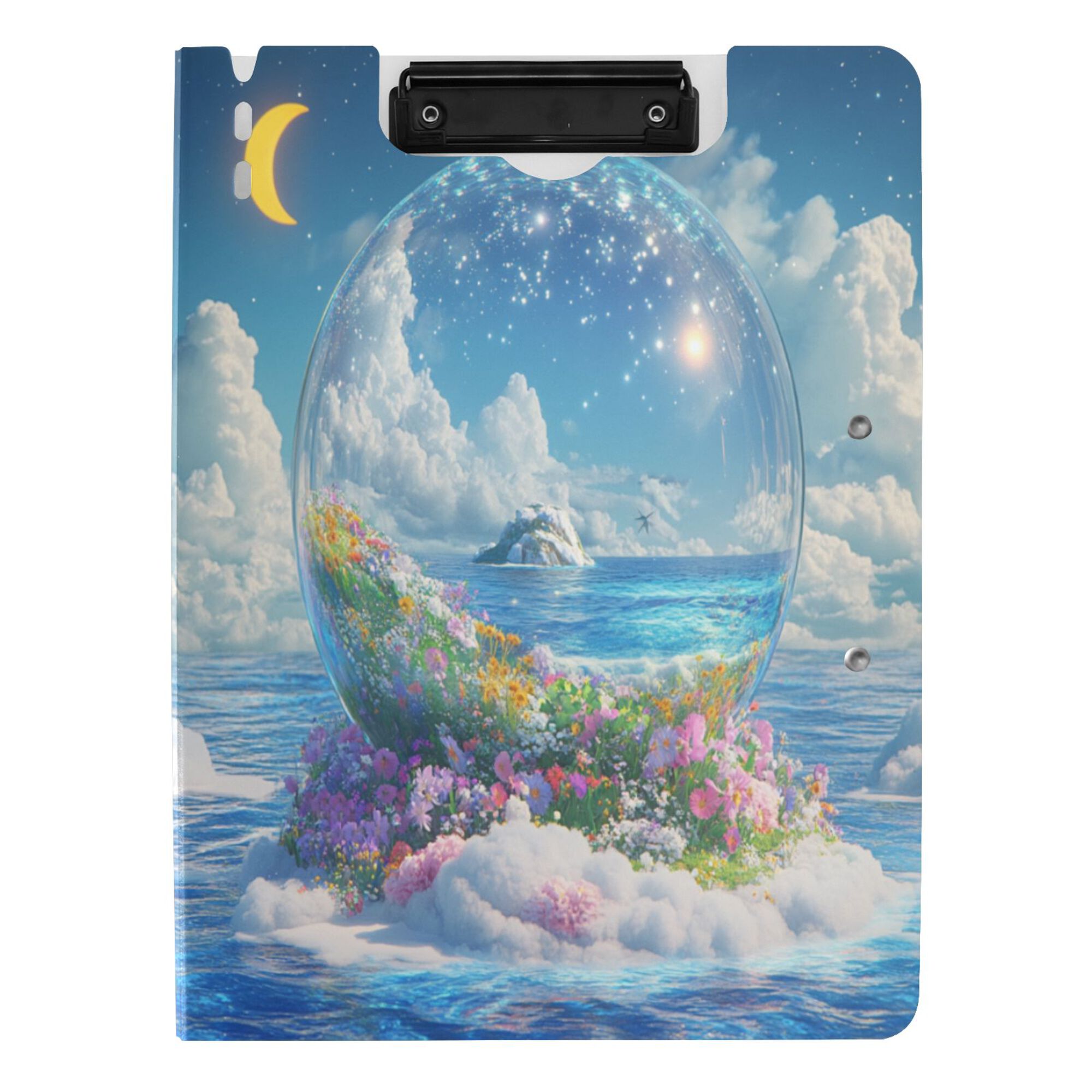 FORMRS A4 Clipboard Folder with Pen Holder Horizontal Foldable School Office Binder, Crystal Ocean
