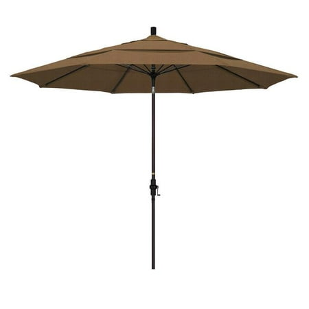11 ft. Fiberglass Market Umbrella Collar Tilt Bronze-Olefin-Woven Sesame-DWV