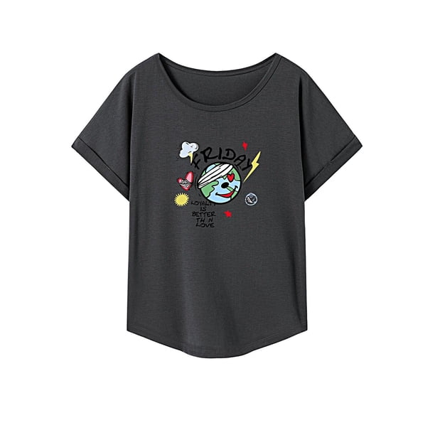 Camiseta para mujer Ropa de verano Recuerdo Camiseta con cuello redondo para oficina Compras Playa S