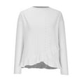 thumbnail image 5 of GA WEIHUA Womens Casual Ruffle Hem T Shirts Dressy Casual Crew Neck Tops 2025 Fashion Hollow Out Lace Embroidered Blouses Shirts Long SLeeve Soft Blouse Loose Fit Tees(White,L）, 5 of 7