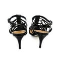 thumbnail image 3 of Schutz Lyna Black Patent Cut Out Strappy Elastic Vamp Low Stiletto Sandal Heels (Black, 5), 3 of 4