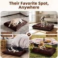 thumbnail image 3 of Sasttie Small Dog Bed, Soft Rose Velvet Washable Crate Pad for Small and Medium Dogs, Non-Slip Bottom, Suitable Kennel Cage and Cat Bed Mat, 23 x 18 in, Dark Brown, 3 of 7