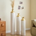 thumbnail image 4 of S-HOME Fire-Burned Metal Vases Set of 3 Gradated Heights for Industrial Home Decor, Gold+White, 4 of 12