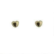 18K Solid Yellow Gold Small Heart Covered Screwback Earrings