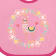 thumbnail image 4 of Inktastic Llama Rose Flower Wreath Girls Baby Bib, 4 of 4