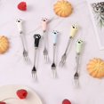 thumbnail image 5 of Zhuge Tenedores de acero con forma de pata de gato, tenedores de postre, tenedores portátiles de 3 dientes para cócteles, ensaladas y frutas para fiestas, juego de 6, 5,1 pulgadas, 5 of 5