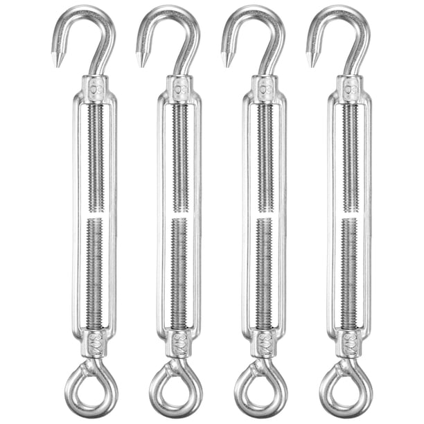 Uxcell 4-Pack Tensor Gancho y Ojo, M8 Tensores de Acero Inoxidable Pesados Ajustables para Tensión de Cuerda