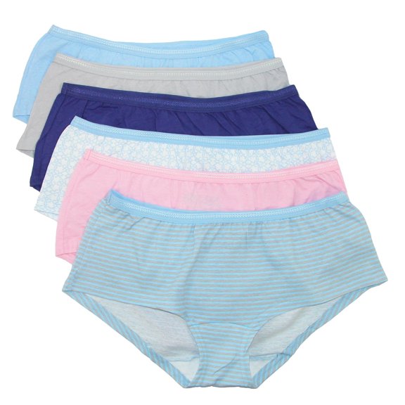 Fruit of the Loom Women`s 6pk Assorted Cotton Boy Shorts, 8, Assorted