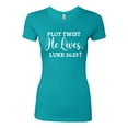thumbnail image 2 of Wild Bobby Plot Twist He Lives Luke 24:23 Inspirational/Christian Women Slim Fit Junior Tee, Tahiti Blue, Small, 2 of 5