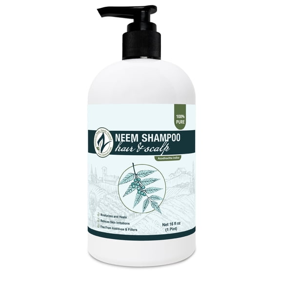 Neem Scalp Shampoo - 16 oz, Pure Organic Neem for Hair Growth & Dandruff Relief, Available in 3 Sizes, Best Value