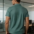 thumbnail image 7 of COSFO Short Sleeve Mens Big And Tall Polo Shirts Business Plaid Casual Shirt Work Collared with Pocket Loose Fit Pullover Tops, 7 of 7