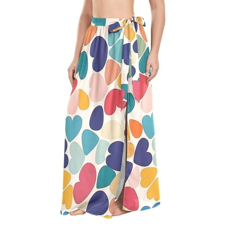 FORMRS Beach Sarong for Women Semi-Sheer Wrap Skirt Swimsuit Cover Up  Colorful Clover Pattern