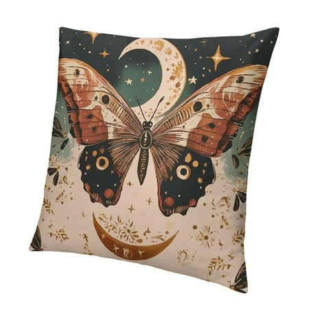

QCPP Butterfly Stars Crescent Short Plush Pillowcase 1PC Printed on Both Sides Home Furnishing 12x12in