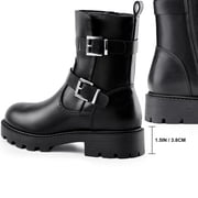 HARVEST LAND Women Chelsea Boots Fashion Low Heel Buckle Ankle Boots for Female Fall Winter
