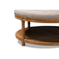 thumbnail image 4 of Linen Fabric Upholstered and Wood Button-Tufted Cocktail Ottoman with Shelf, 4 of 5