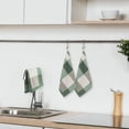 thumbnail image 7 of Absorbent 6 Piece Kitchen Tea Towel Set – Includes 6 Dishcloth. 100% Cotton. Plaid Pattern Style. Green, 7 of 7