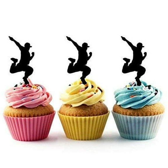 Whimsical Practicality's Hip Hop Dancer Silhouette Acrylic Cupcake Toppers 12 pcs