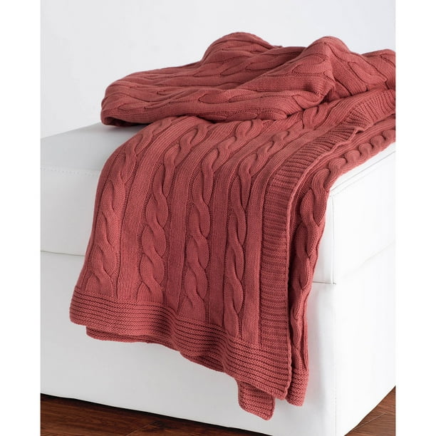 Rizzy Home Cable Knit Sweater Throw 50 X 60 Salmon Walmart Com Walmart Com
