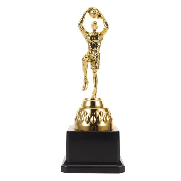 Trofeo de baloncesto dorado para niños y adultos. Premio de plástico para competiciones de baloncesto, torneos deportivos y eventos escolares. Uso en interiores y exteriores.
