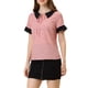 thumbnail image 4 of INSPIRAR CHIC Blusas de manga corta con cuello de muñeca en contraste de lunares S Rosa Negro, 4 of 5
