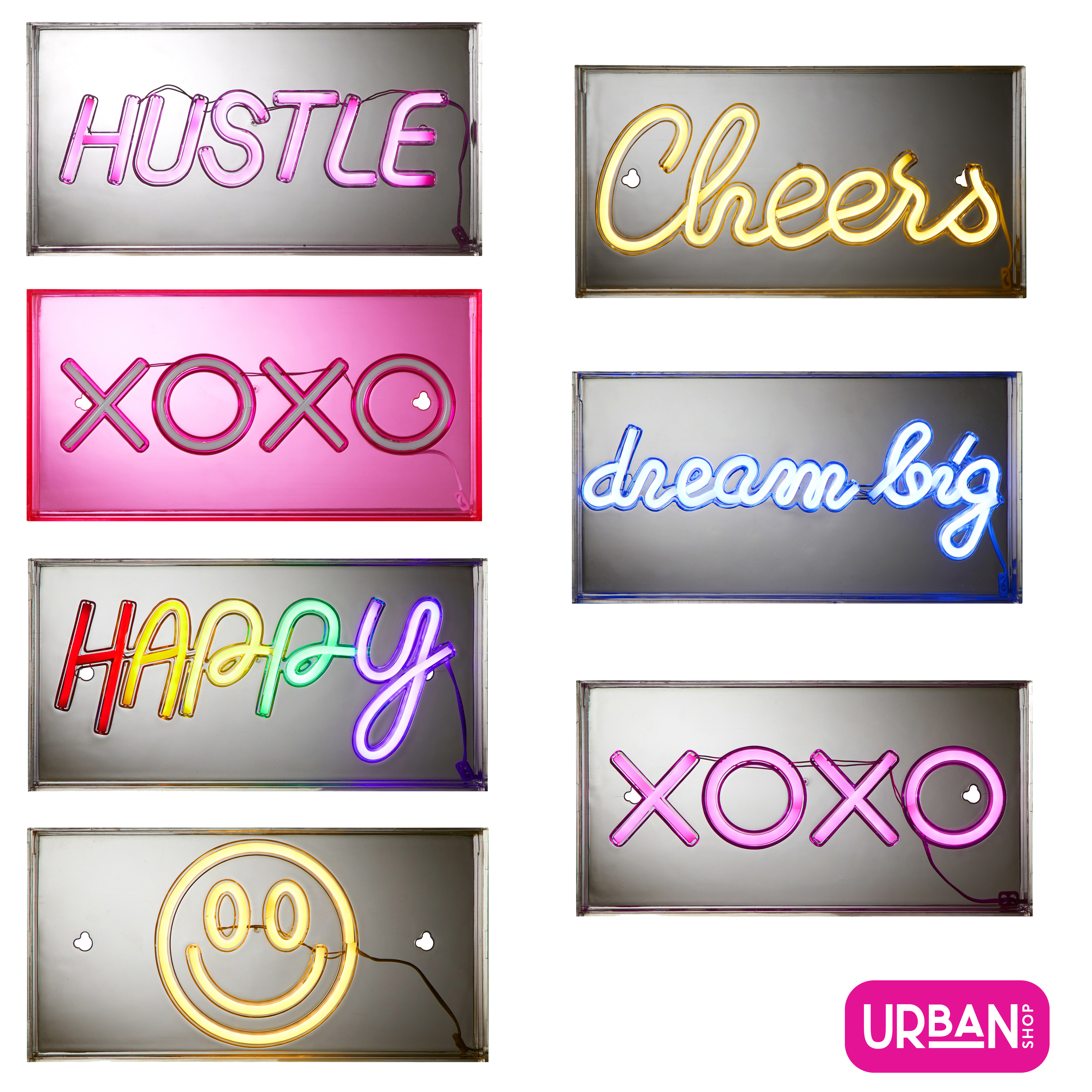 Urban Shop LED Neon XOXO Light-up Acrylic Box, Pink photo 6