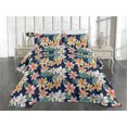 thumbnail image 2 of Ambesonne Floral Quilted Coverlet 2 Pcs, Watercolor Effect Flowers, Twin Size, Navy Blue and Laurel Green, 2 of 4