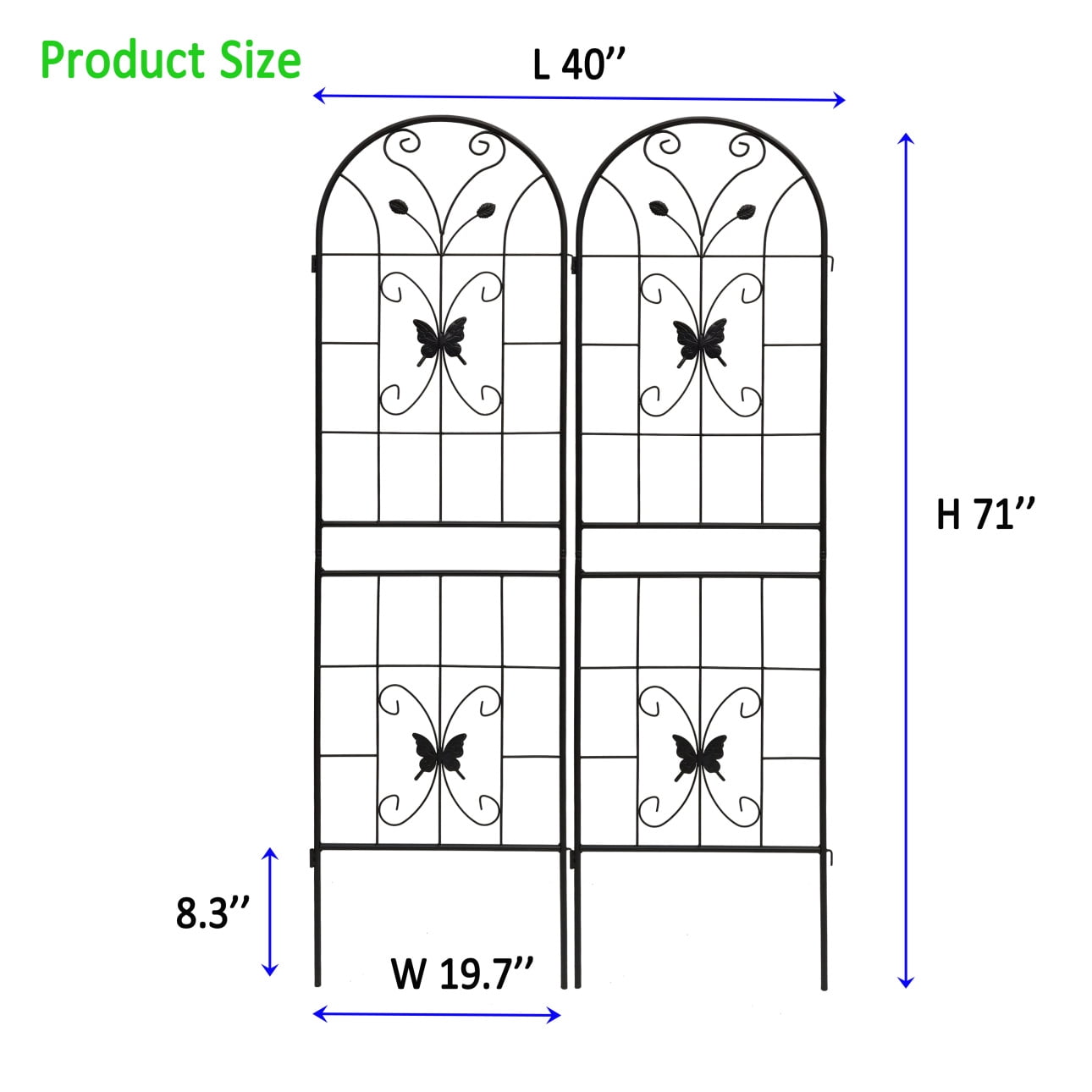 Rustproof Metal Garden Trellis - 71"x19.7" Expanded Size for Climbing Plants, Vegetables, Roses, Cucumbers, Clematis - Black Powder-Coated Finish, Easy Installation