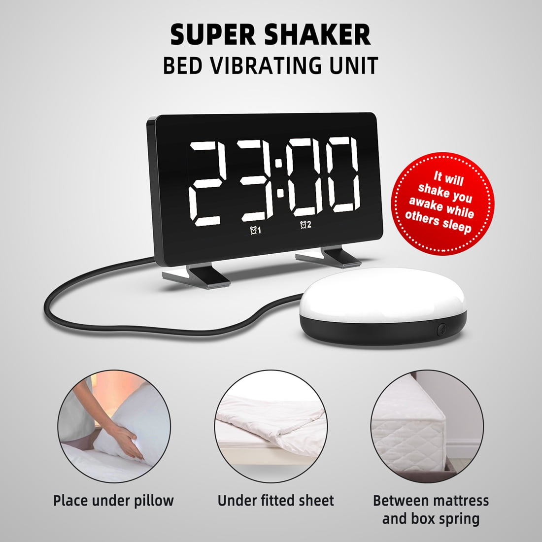 sonic boom alarm clock Loud Alarm Clock for Heavy Sleepers Adults 7.4