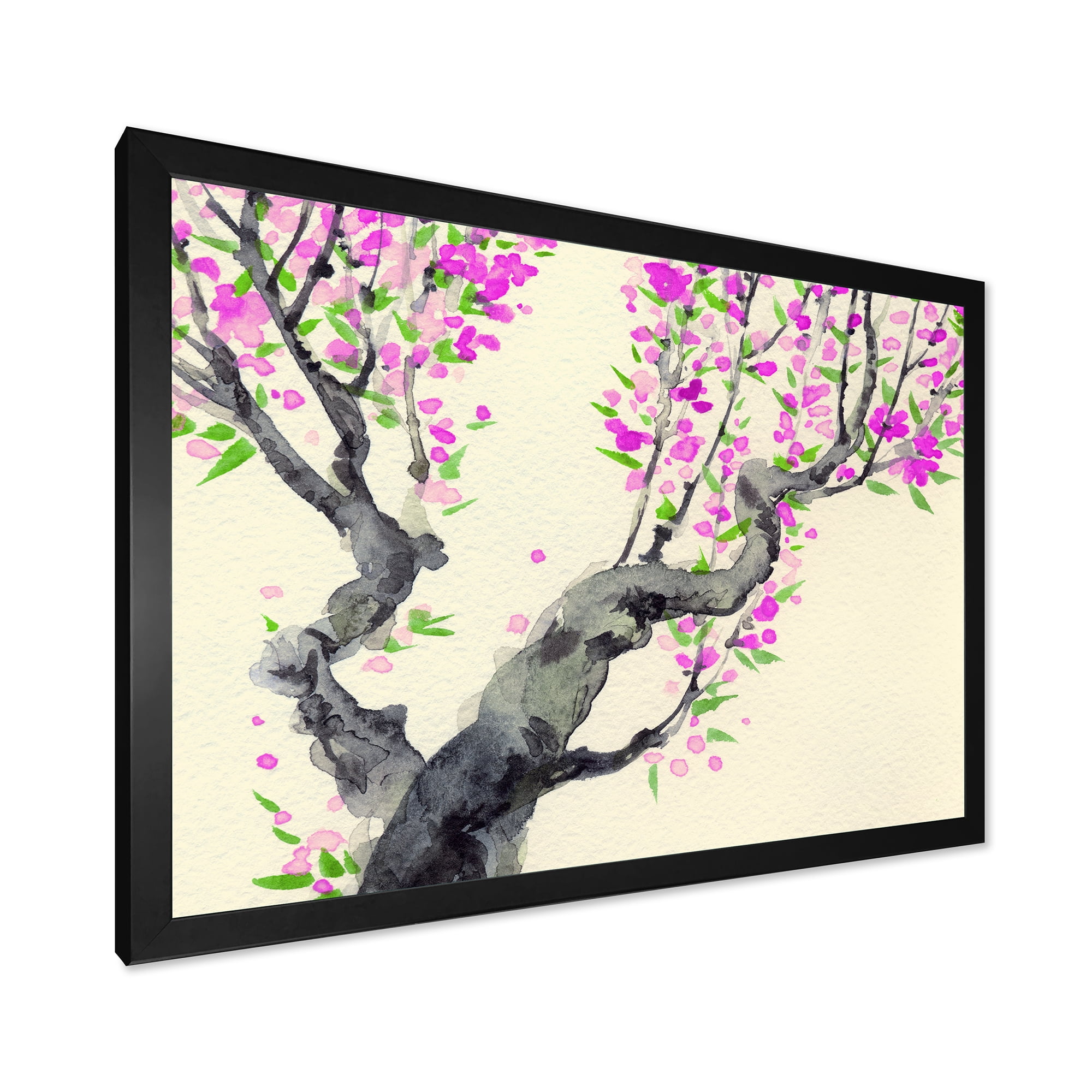 Designart 'The Japanese Tree With Purple Flowers On' Traditional Framed Art Print